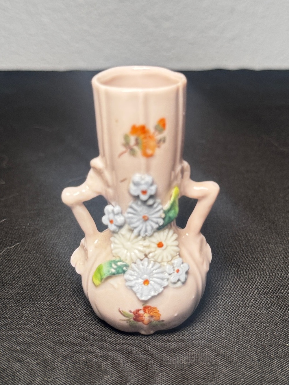 Vintage German Miniature Porcelain Bud Vases Set of 5 Applied 3D Floral Accents - Picture 3 of 14